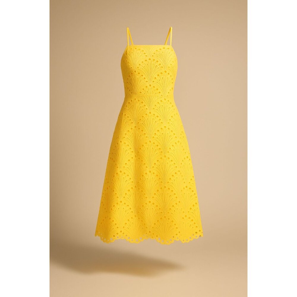 Andie Swim The Roatan Midi Dress Womens Small Pineapple Cotton Eyelet Lace Lined